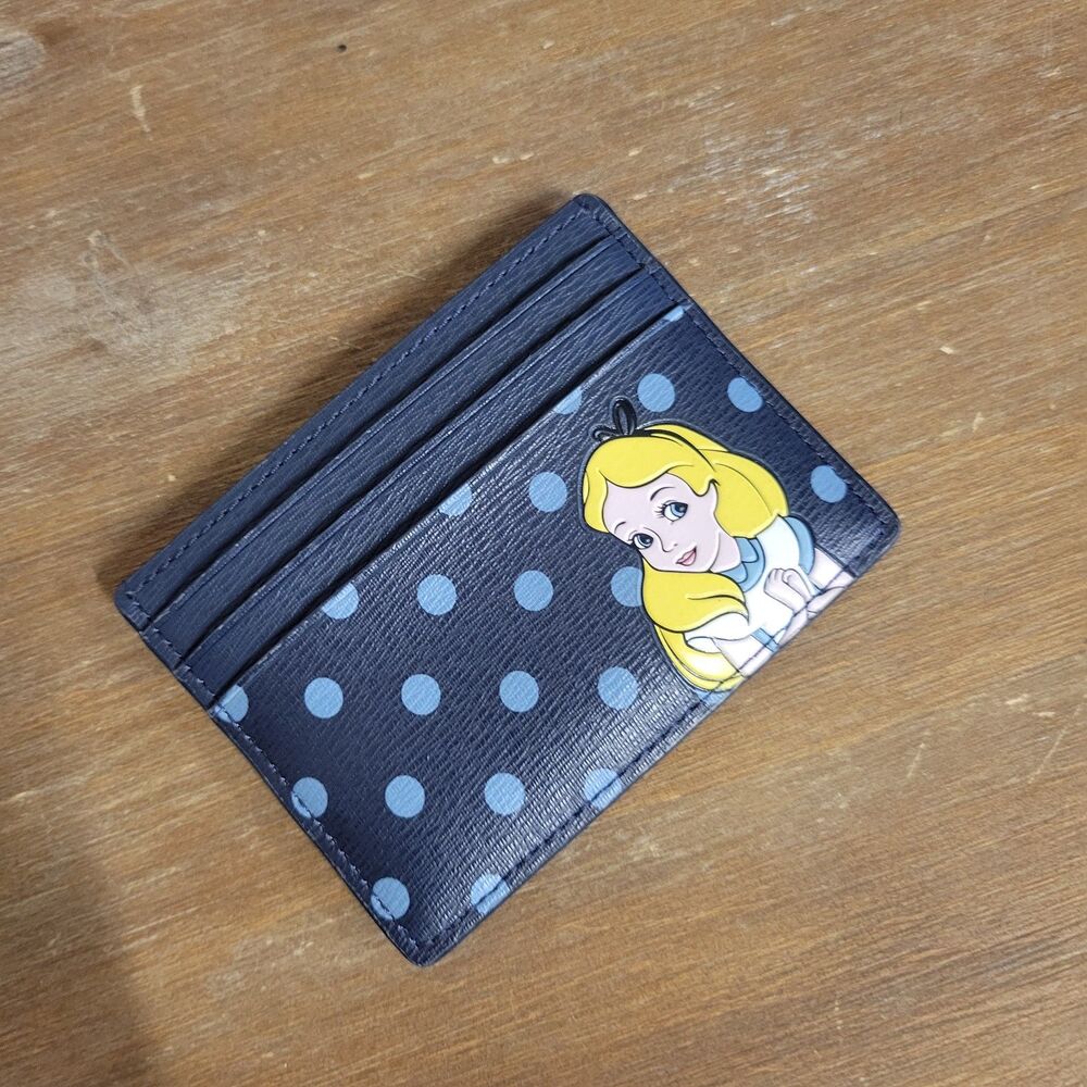 Kate Spade x Disney Alice in Wonderland Card Holder Wallet - Navy Polka Dot